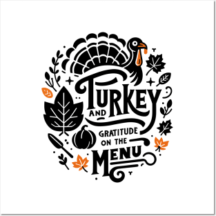 Turkey and Gratitude on the Menu Posters and Art